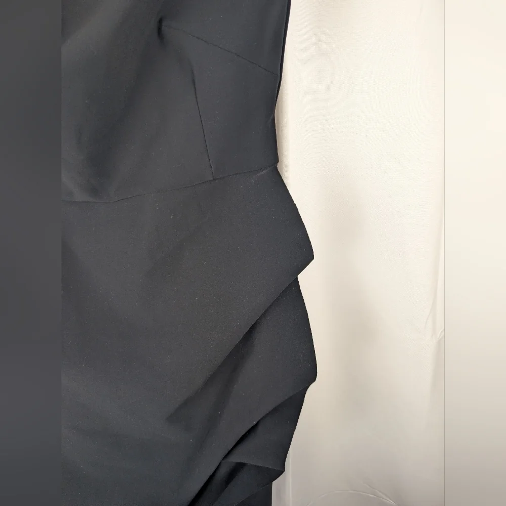 Chiara Boni Black One-Shoulder Sheath Dress with Side Ruffles Size 10(46) In EUC - Picture 9 of 13